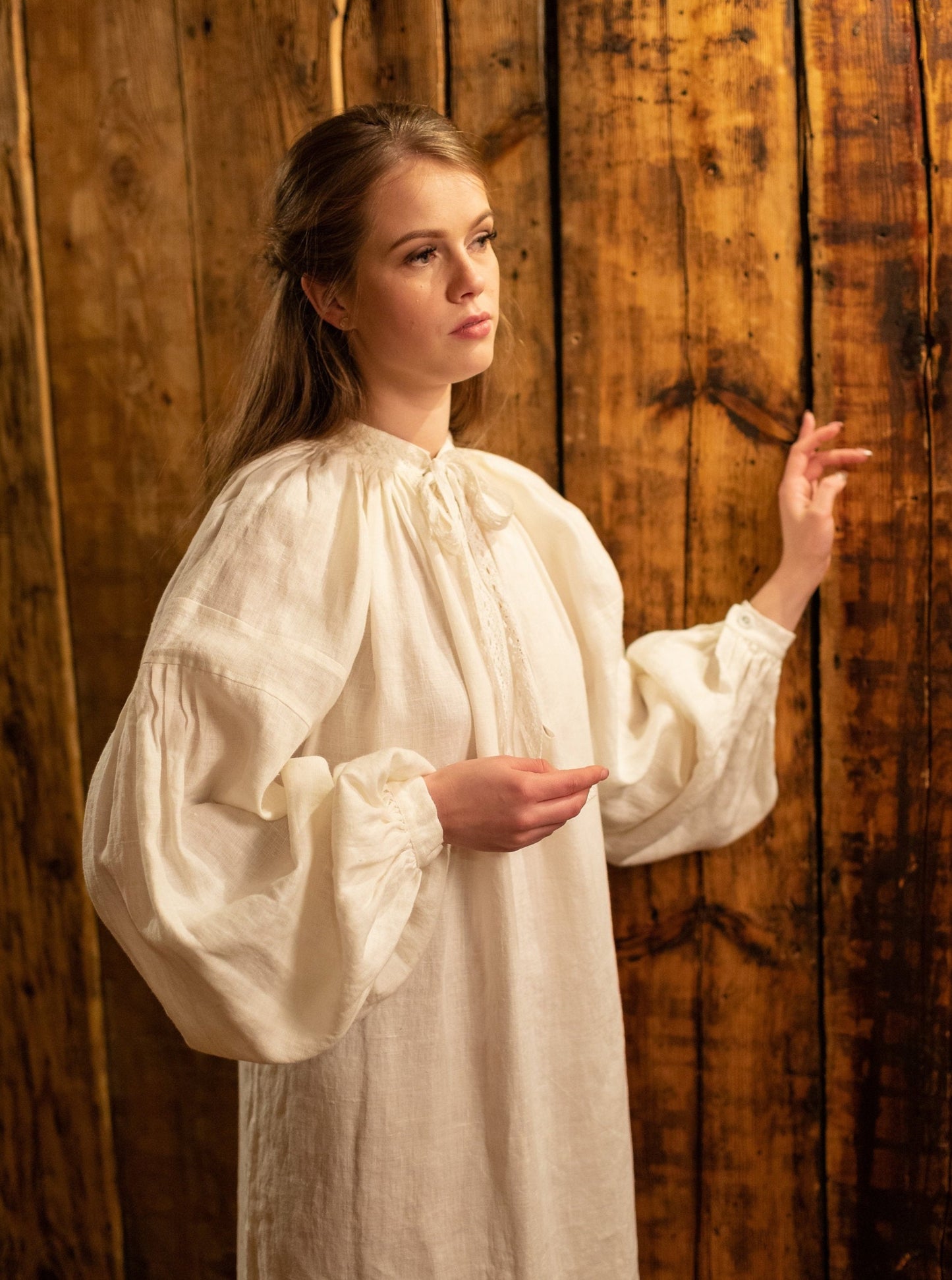 Vecpiebalga Nightgown in White Linen