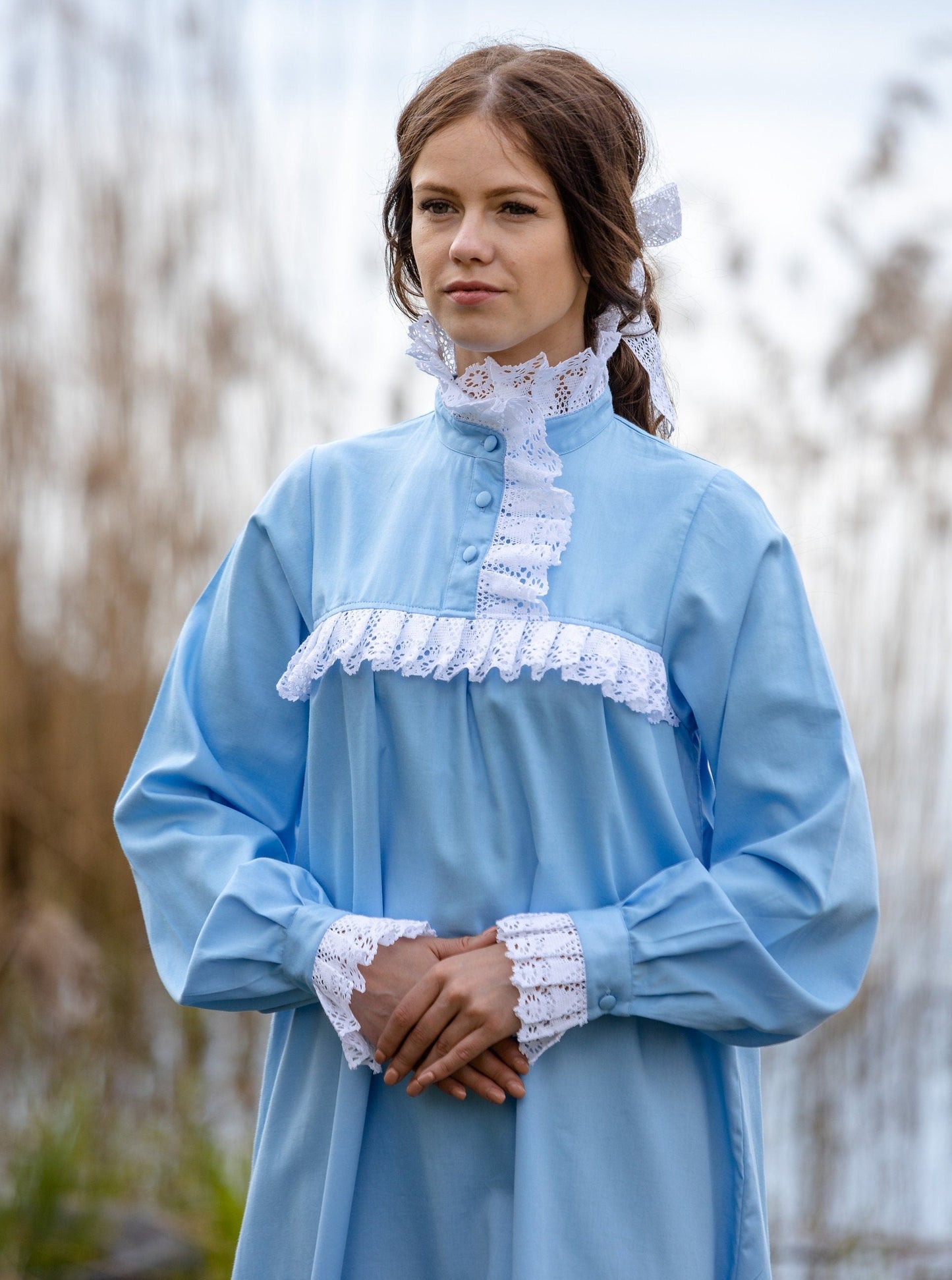 Victorian Winter Nightgown in Blue