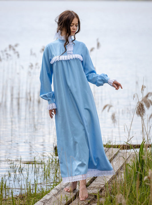 Victorian Winter Nightgown in Blue