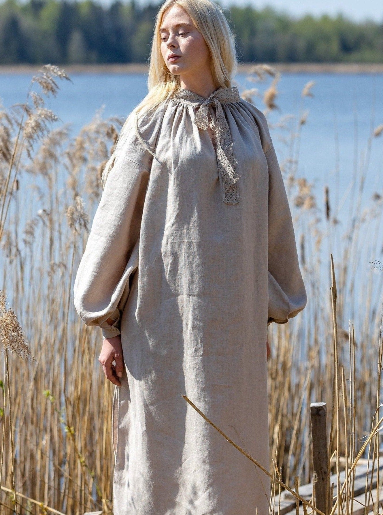 Vecpiebalga Gown in Natural Linen