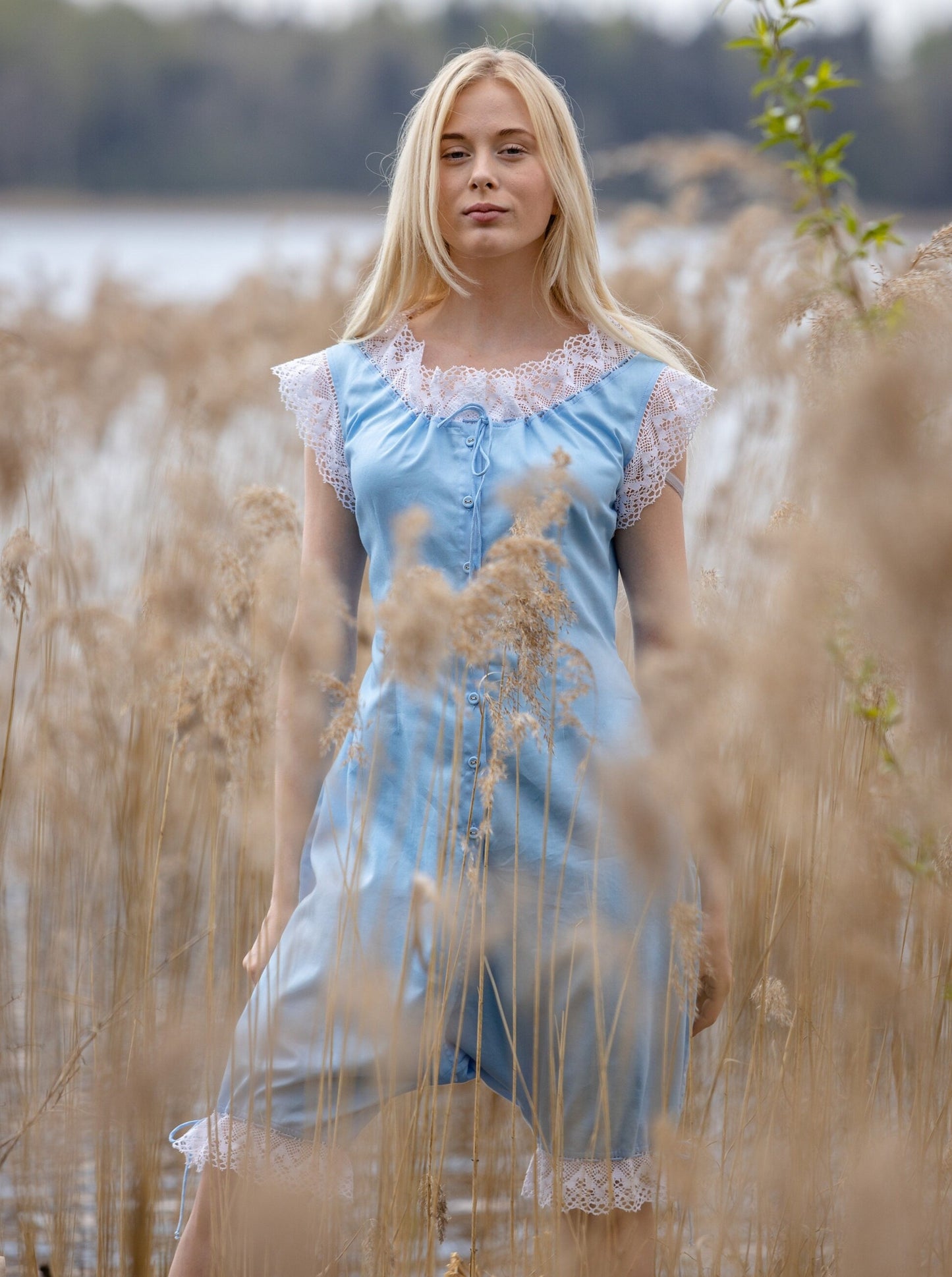Baroness of the Dawn - Victorian Inspired Onesie in Sky Blue Cotton