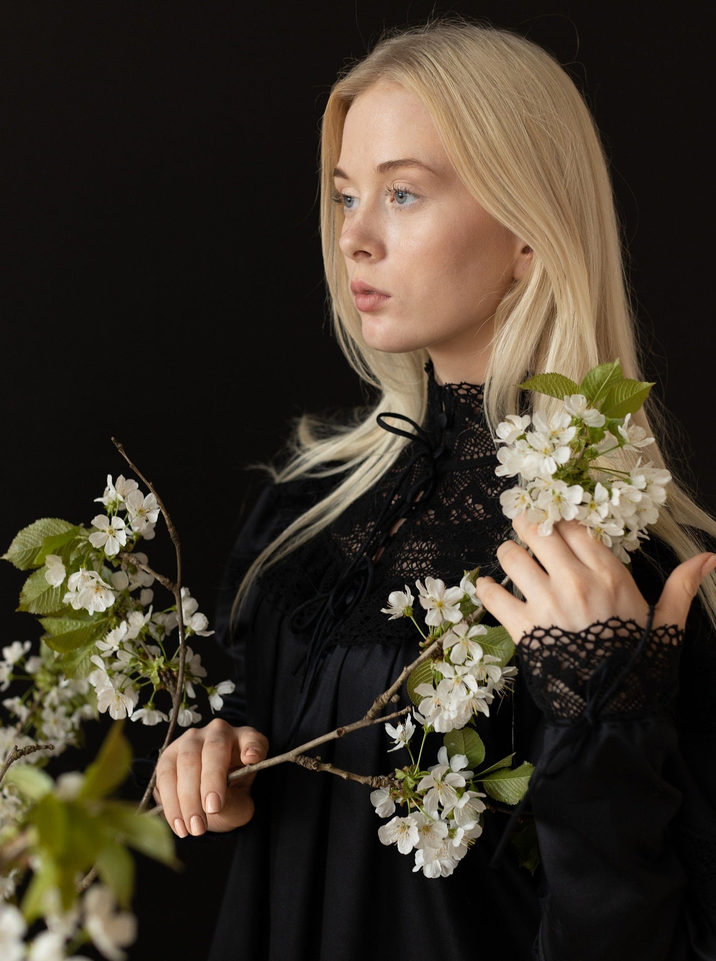 Edwardian Winter - Vintage Inspired Gown in Black Cotton