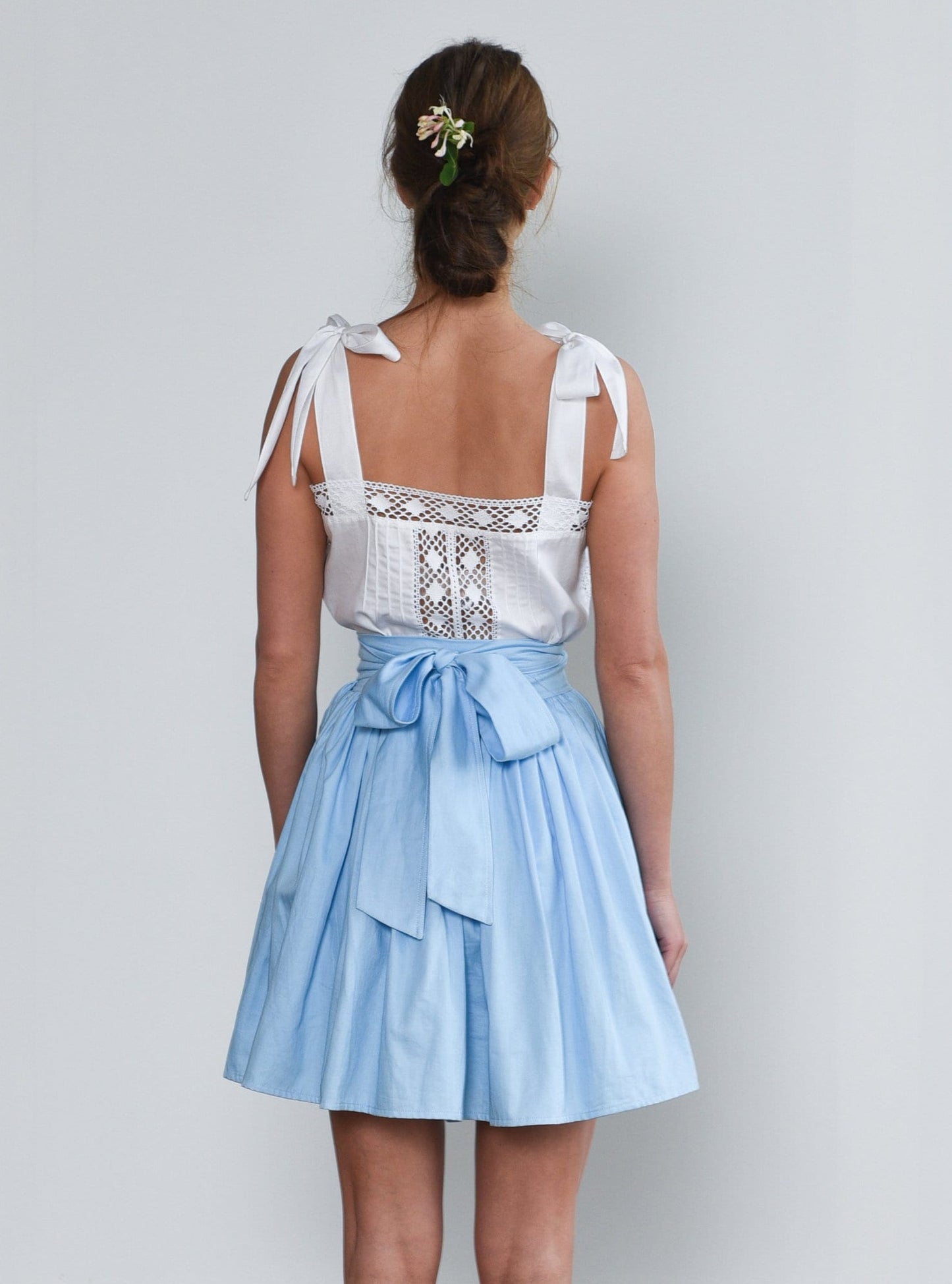 Alice in Wonderland Full Cricle Wrap Mini Skirt in Sky Blue