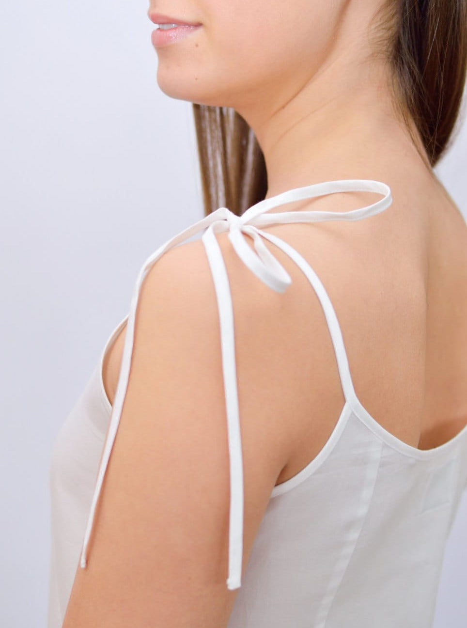 Tiara's Night Slip Dress in White Cotton Sateen